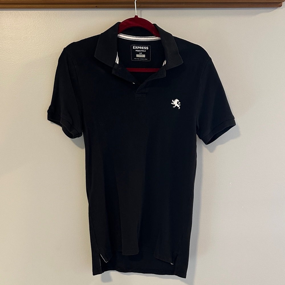 Express Men's Polo Shirt in Black with Lion Logo